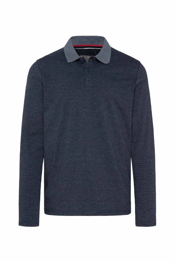 Soccx Langarmpolo mit feinem Streifen-Dessin blue navy Black Friday Preise
