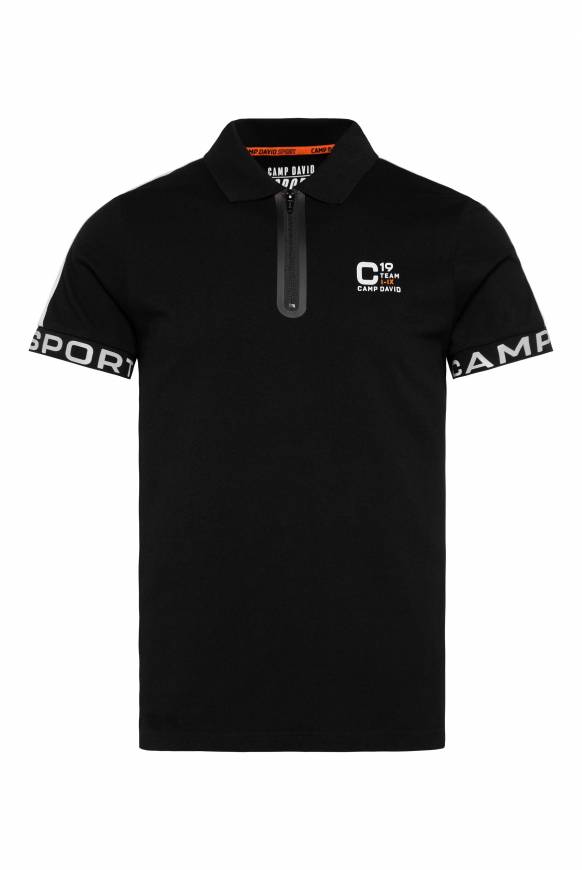Soccx Poloshirt mit Zipper und reflektierenden Prints black Im Verkauf