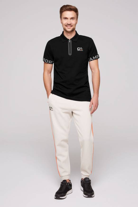 Soccx Poloshirt mit Zipper und reflektierenden Prints black Im Verkauf