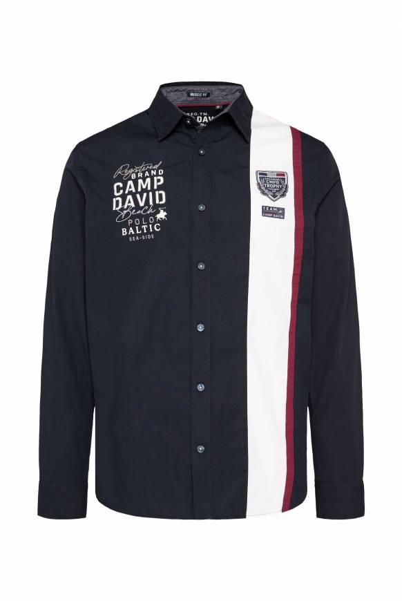 Soccx Langarmhemd mit Color-Blocking und Artworks blue navy 50% Rabatt für begrenzte Zeit