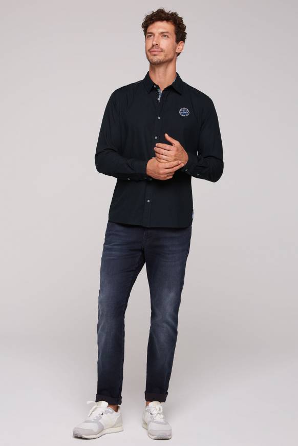 Soccx Langarmhemd mit Strukturstreifen blue navy 2025