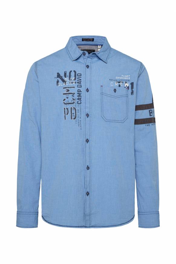 Soccx Fil à Fil Langarmhemd mit Label-Applikationen strong blue Online