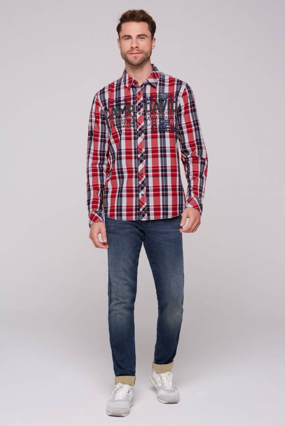 Soccx Karohemd mit Label-Applikationen flight red Outlet