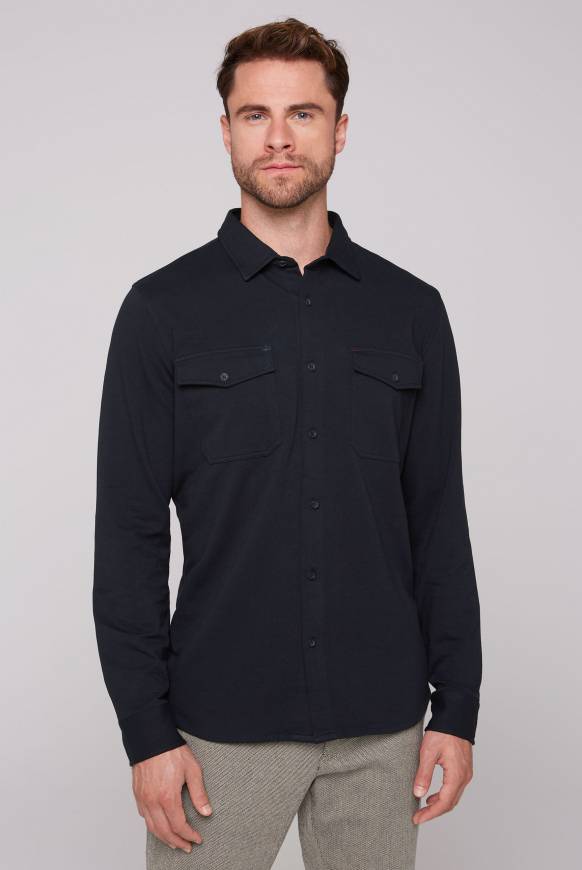 Soccx Langarmhemd mit Klappentaschen blue navy im Angebot