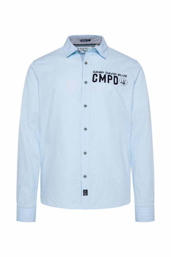 Soccx Oxford-Langarmhemd mit Logo-Stickereien summer blue Schlussverkauf
