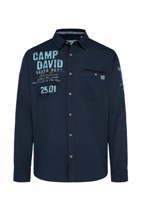Soccx Langarmhemd mit Logo-Stickereien blue navy Günstiger Verkauf