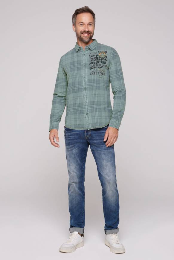 Soccx Karohemd mit Label-Applikationen teal Meist gekauft