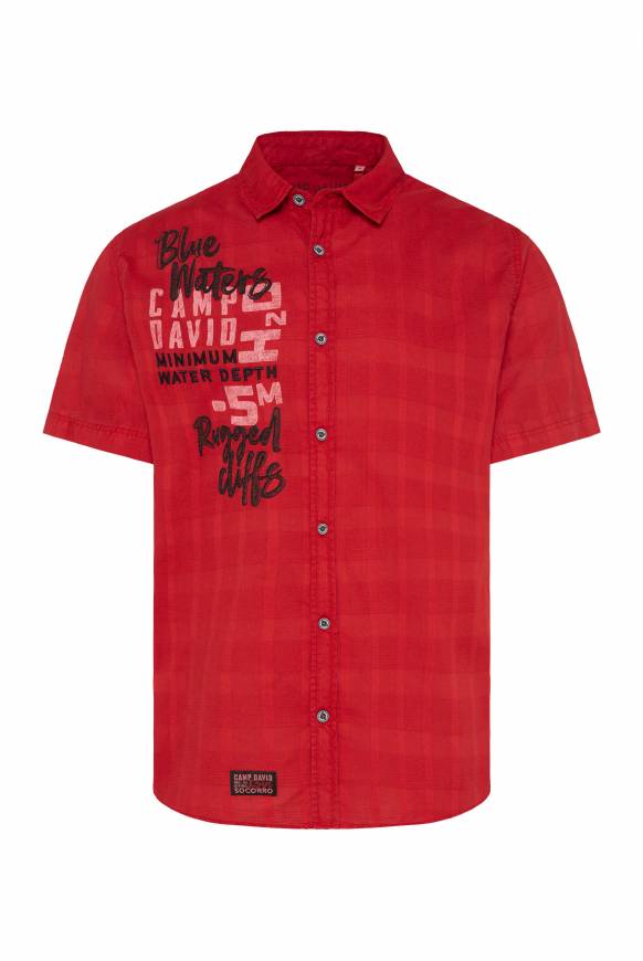 Soccx Karohemd mit Print und Stickereien royal red Fabrik Onlineshop