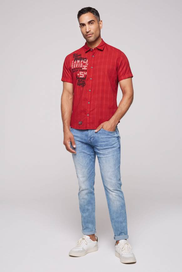 Soccx Karohemd mit Print und Stickereien royal red Fabrik Onlineshop