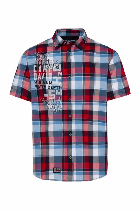 Soccx Karohemd mit Print und Stickereien royal red check Fabrikpreis