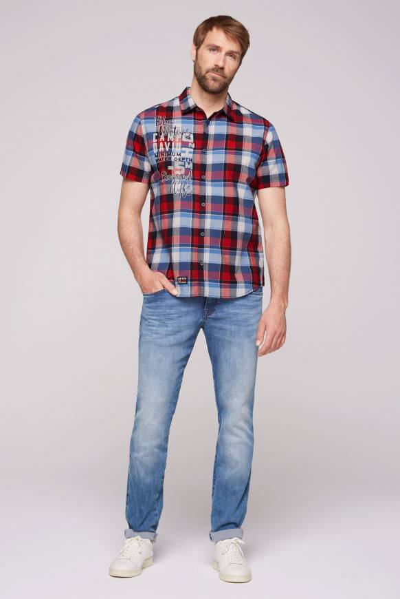 Soccx Karohemd mit Print und Stickereien royal red check Fabrikpreis