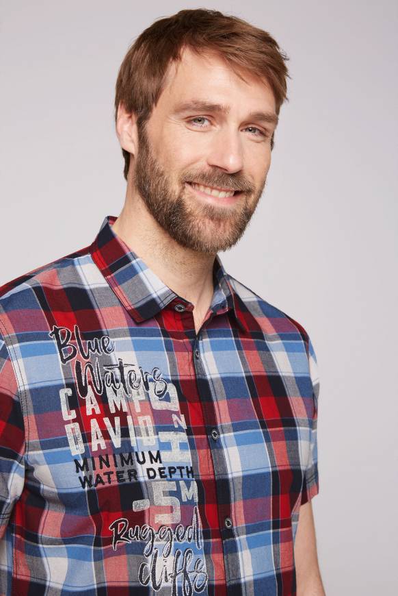 Soccx Karohemd mit Print und Stickereien royal red check Fabrikpreis