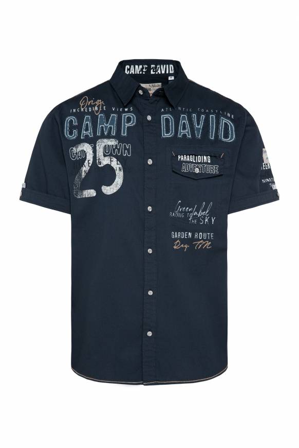 Soccx Kurzarmhemd mit Logo-Applikationen blue navy Versandkostenfrei