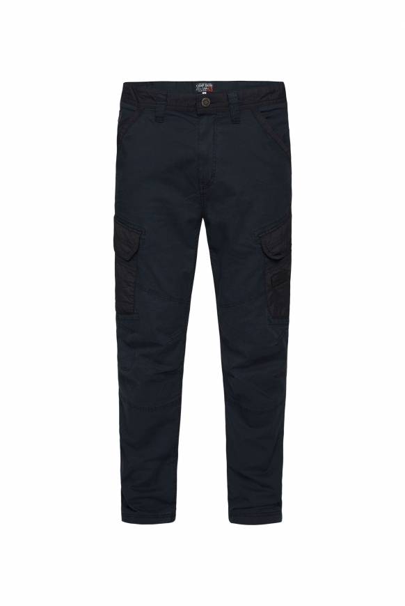 Soccx Cargohose mit Taschen im tonigen Materialmix blue navy Heißer Verkauf