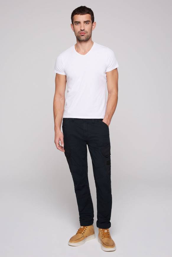 Soccx Cargohose mit Taschen im tonigen Materialmix blue navy Heißer Verkauf
