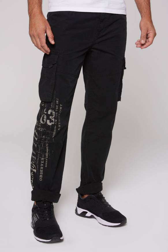 Soccx Leichte Cargohose mit Label Prints black Top Angebot