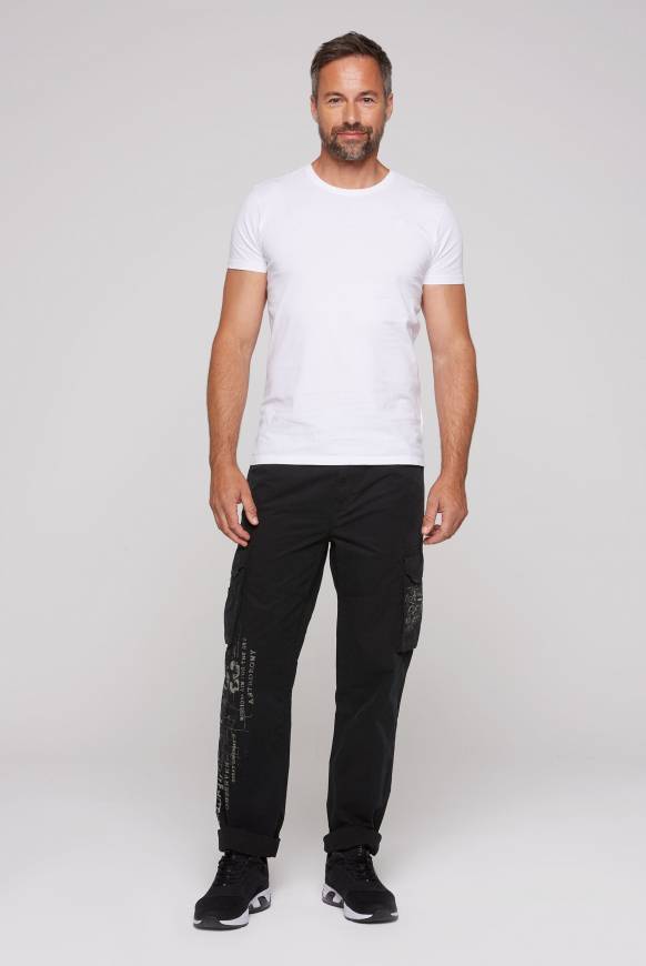 Soccx Leichte Cargohose mit Label Prints black Top Angebot