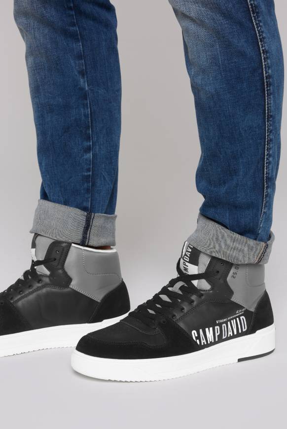 Soccx Hightop Sneaker im Materialmix mit Rubber Logos black Riesige Rabatte
