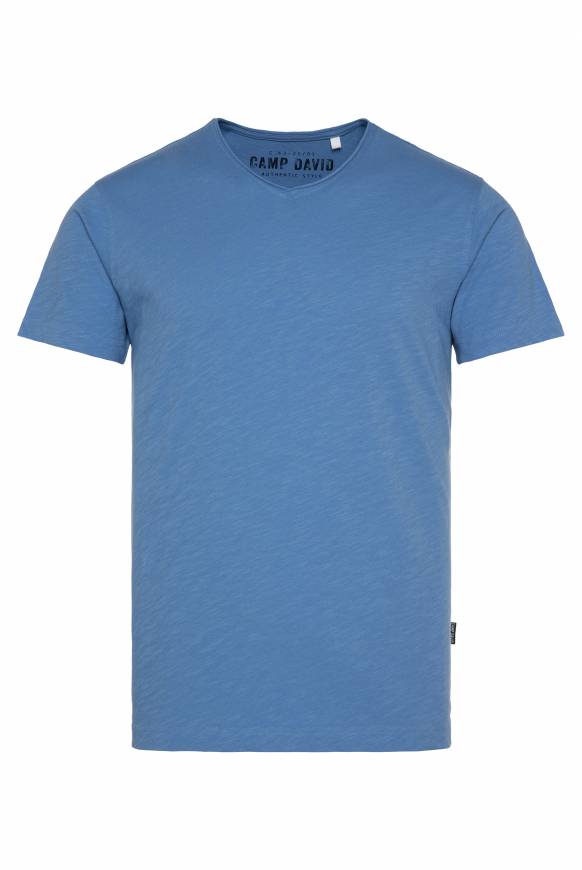 Soccx Basic T-Shirt V-Neck mit Used-Kante sky blue Black Friday Preise