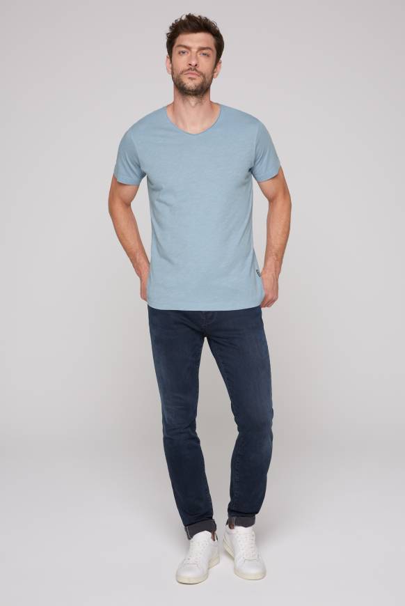 Soccx Basic T-Shirt V-Neck mit Used-Kante new blue zollfrei