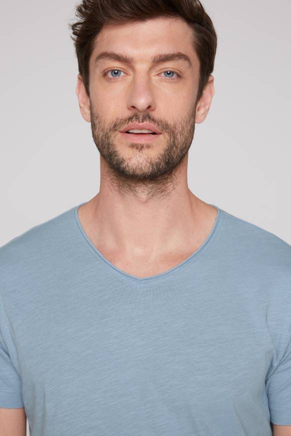 Soccx Basic T-Shirt V-Neck mit Used-Kante new blue zollfrei