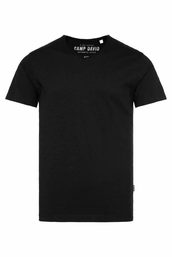 Soccx Basic T-Shirt V-Neck mit Used-Kante black 2025