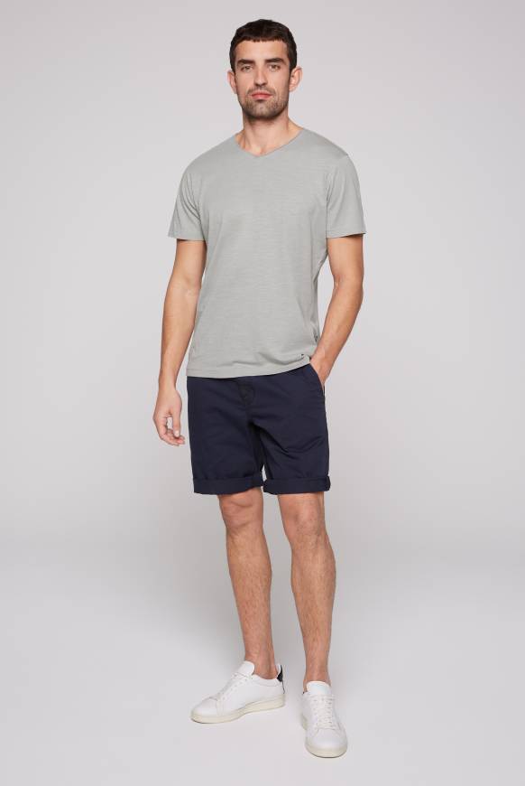 Soccx Basic T-Shirt V-Neck mit Used-Kante polo grey Auslauf