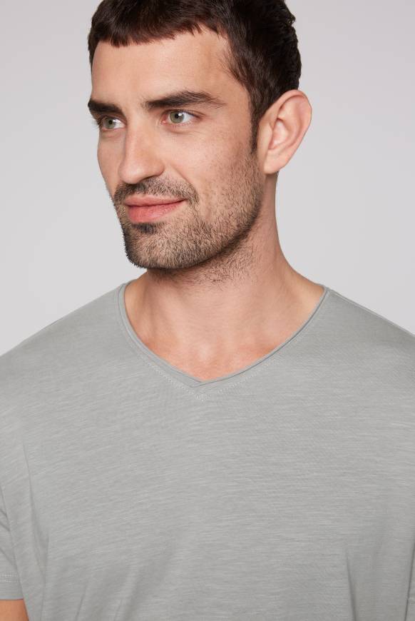 Soccx Basic T-Shirt V-Neck mit Used-Kante polo grey Auslauf