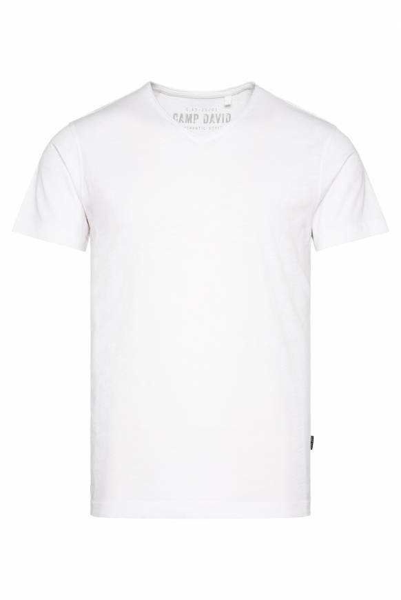 Soccx Basic T-Shirt V-Neck mit Used-Kante opticwhite Verkauf