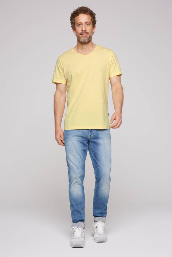 Soccx Basic T-Shirt V-Neck mit Used-Kante sun Angebote