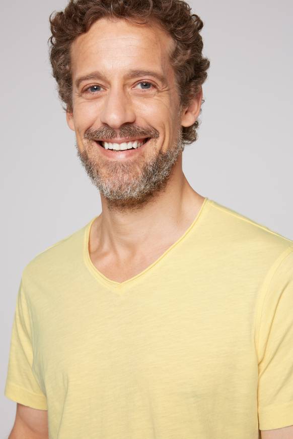 Soccx Basic T-Shirt V-Neck mit Used-Kante sun Angebote