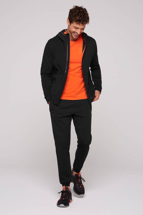 Soccx Kapuzensweatjacke im Materialmix mit Rubber Prints black Neueste Mode