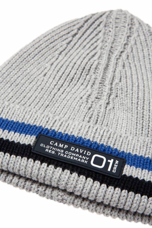 Soccx Rippstrickmütze mit Streifen-Design granite melange Große Rabatte
