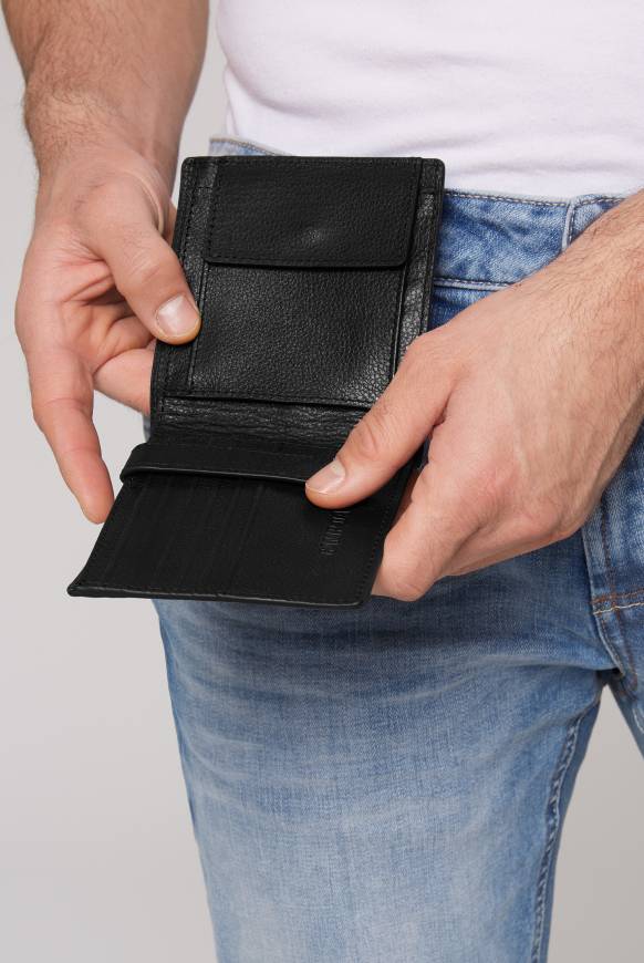 Soccx Klapp-Geldbörse mit Logo-Prägung black Blitzverkäufe
