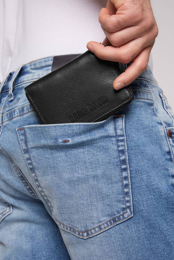 Soccx Geldbörse mit Zipper und Logo-Prägung black Kostenloser Versand