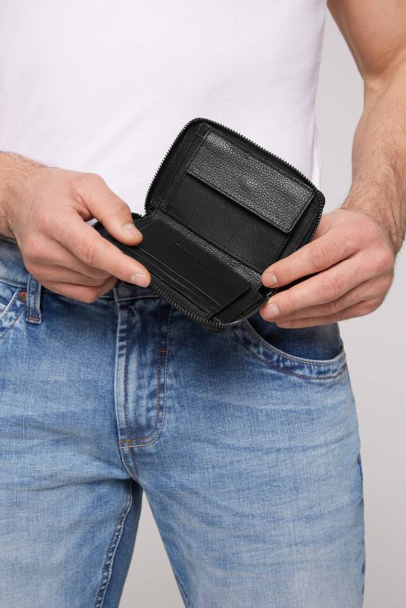 Soccx Geldbörse mit Zipper und Logo-Prägung black Kostenloser Versand