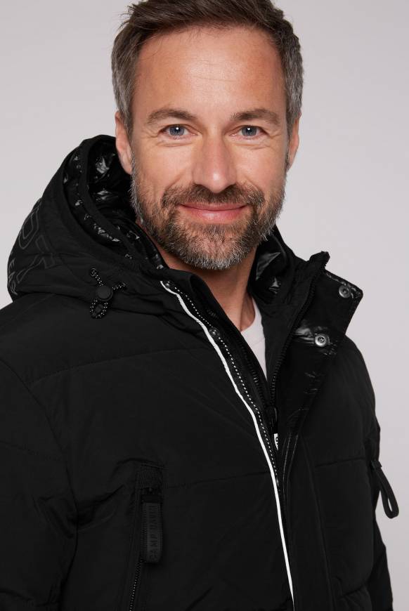Soccx Stepp-Parka mit Kapuzen-Layering black 50% Rabatt mit kostenlosem Versand
