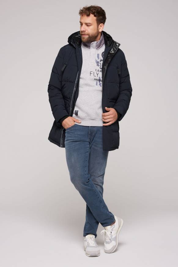 Soccx Stepp-Parka mit Kapuzen-Layering blue navy Clearance-Verkauf