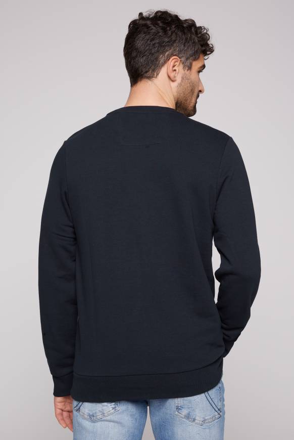 Soccx Sweatshirt mit rundem Label Print blue navy Fabrik Onlineshop