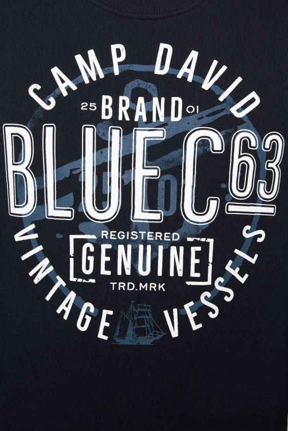 Soccx Sweatshirt mit rundem Label Print blue navy Fabrik Onlineshop