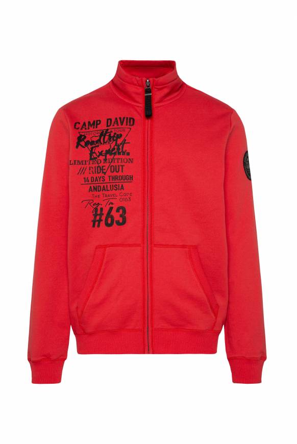 Soccx Sweatjacke mit Print und Stickereien red orange M Fabrikpreis