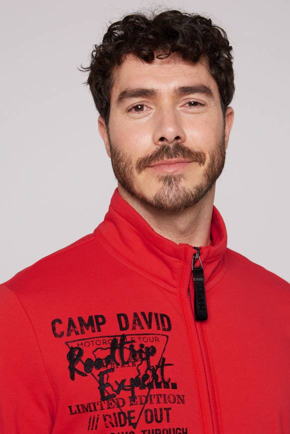 Soccx Sweatjacke mit Print und Stickereien red orange M Fabrikpreis