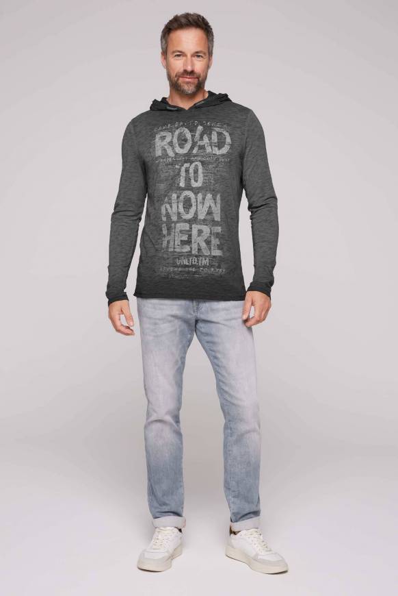 Soccx Langarmshirt mit Kapuze und Vintage Print black Großer Ausverkauf