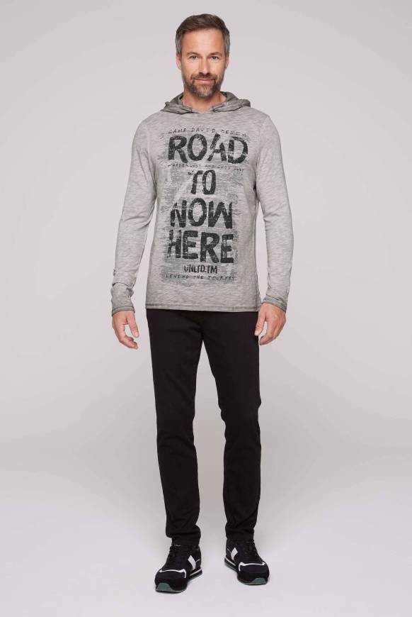 Soccx Langarmshirt mit Kapuze und Vintage Print shadow Flash Sale