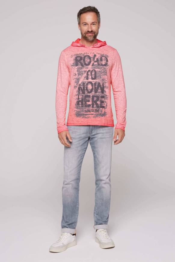 Soccx Langarmshirt mit Kapuze und Vintage Print sunrise Begrenztes Angebot