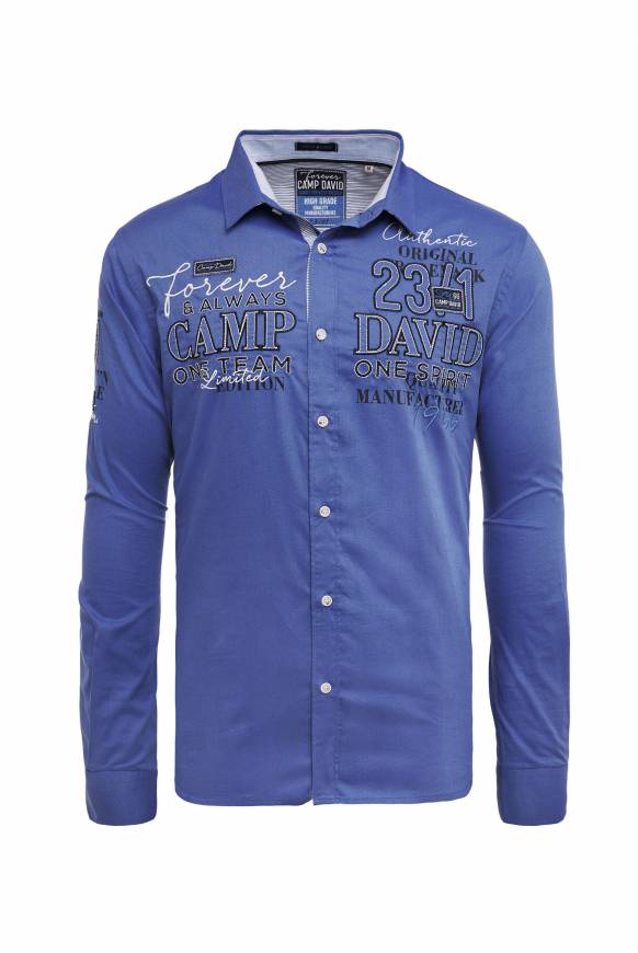 Soccx Hemd mit Dobby-Struktur und Artworks denim blue Osterangebot
