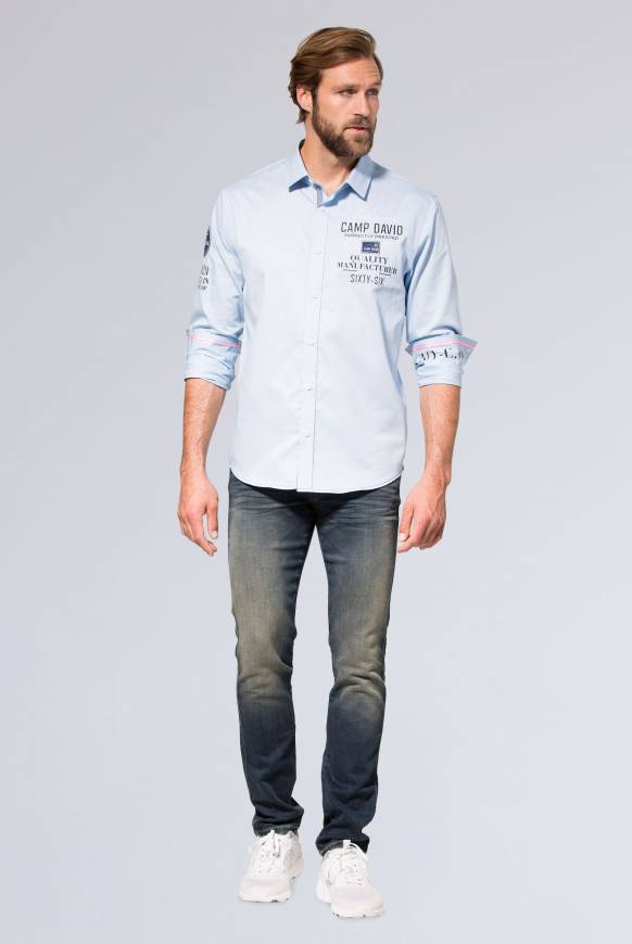 Soccx Hemd mit Webstruktur und Artworks, Regular Fit light blue Valentinstagsangebot