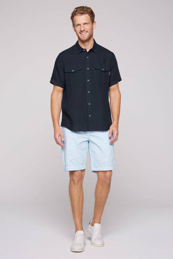 Soccx Leinenhemd mit Klappentaschen blue navy Jubiläumsangebot