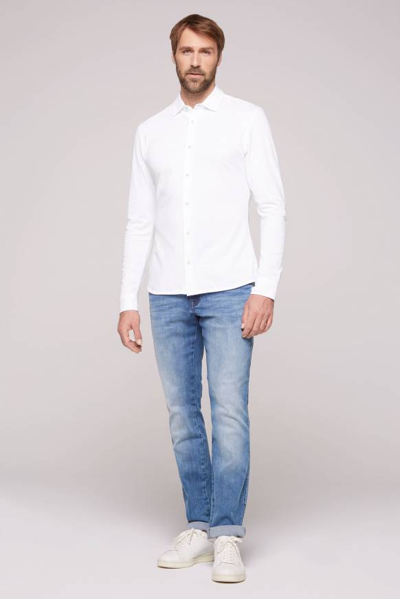 Soccx Oxford Langarmhemd opticwhite Top Angebot