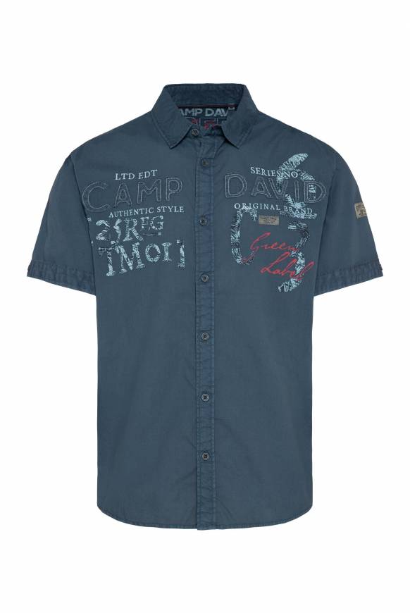 Soccx Leichtes Kurzarmhemd mit Label-Applikationen lazy blue Blitzangebot